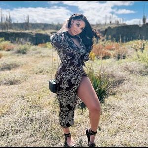 Zara Satin Printed Wrap Shirt Dress